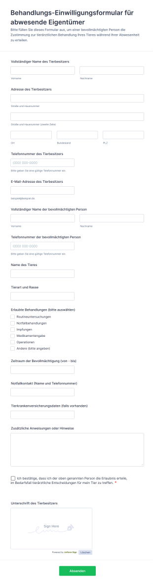 Behandlungs Einwilligungsformular Für Abwesende Eigentümer