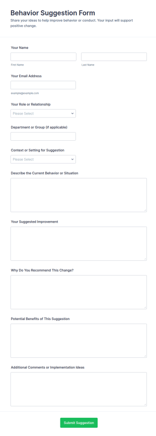 Behavior Suggestion Form Template
