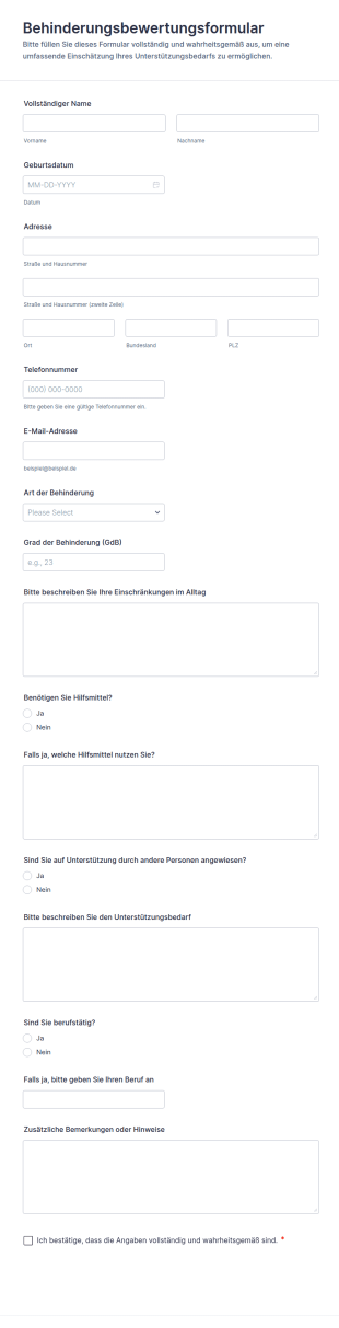 Behinderungsbewertungsformular