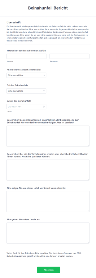 Beinahunfall Bericht
