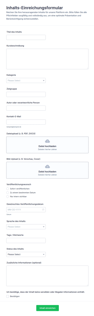 Beitrags Einreichungsformular