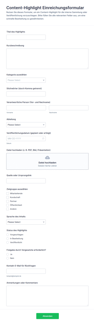 Beitrags Highlight Einreichungsformular