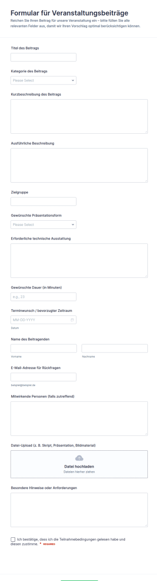 Beitragsformular Für Veranstaltung