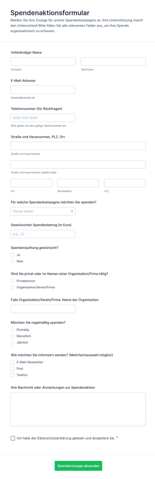 Bekenntnisaktion Formular