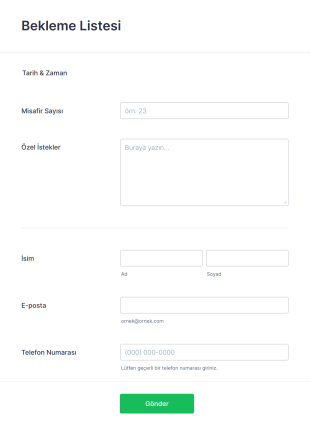 Bekleme Listesi Form Template