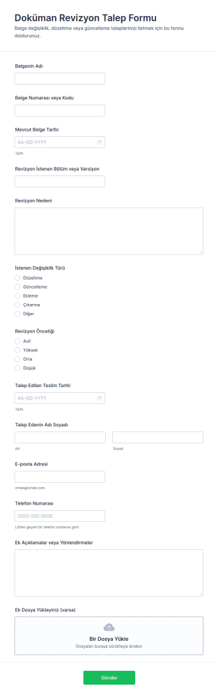 Belge Revizyon Talep Form Şablonu