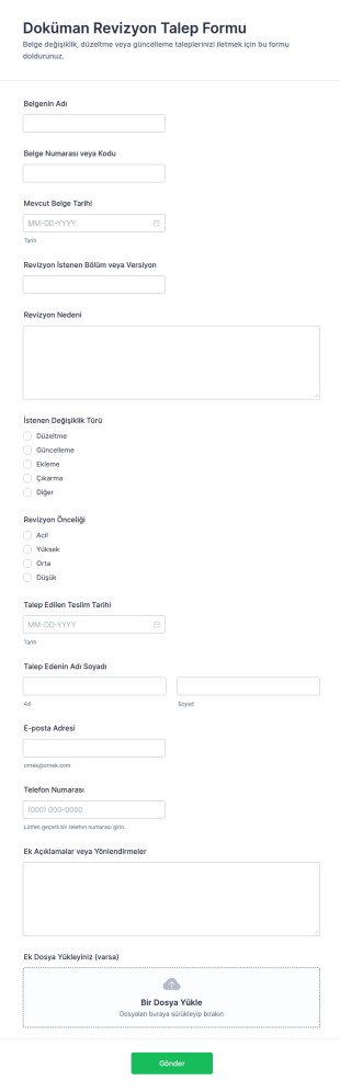Belge Revizyon Talep Form Şablonu