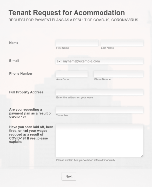 Tenant Request For Accommodations, Covid 19 Form Template