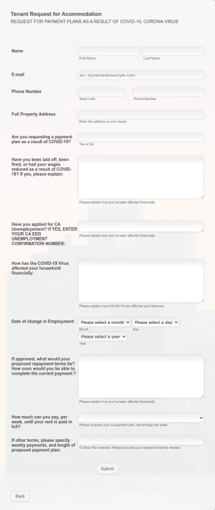 Tenant Request For Accommodations, Covid 19 Form Template