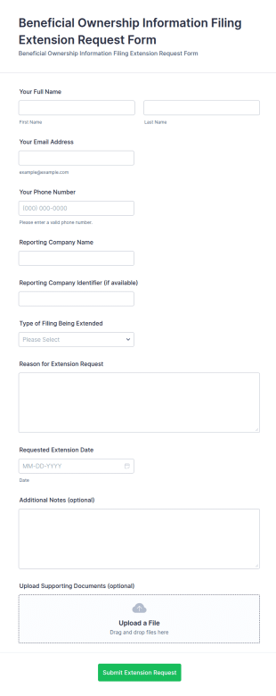Beneficial Ownership Information Filing Extension Request Form Template