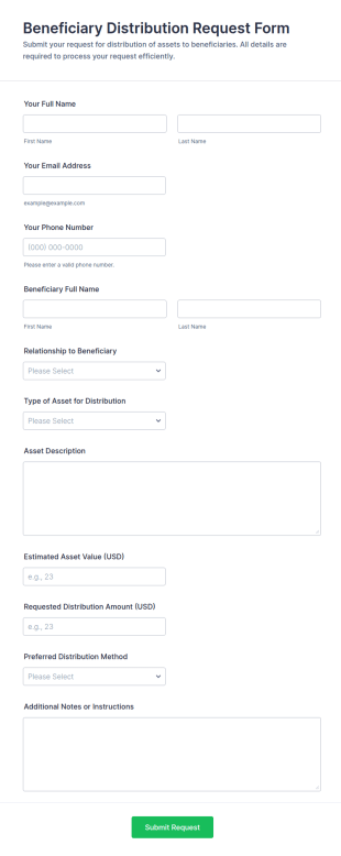 Beneficiary Distribution Request Form Template