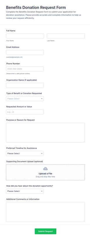 Benefits Donation Request Form Template