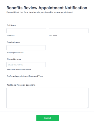 Benefits Review Appointment Notification Form Template