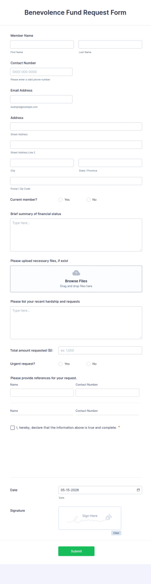 Benevolence Fund Request Form Template