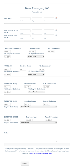 Bennett Services Llc Form Template