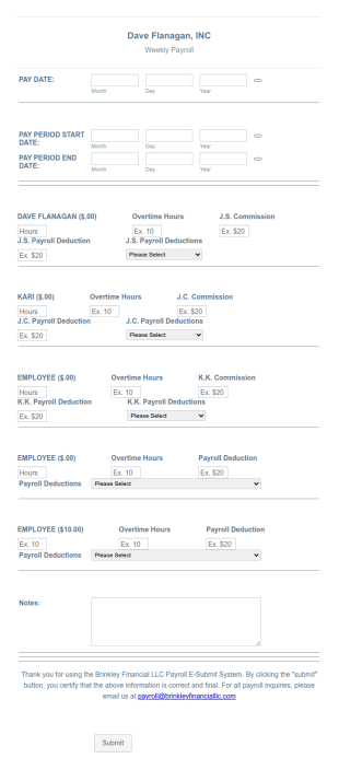 Bennett Services Llc Form Template