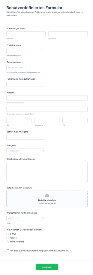 Benutzerdefiniertes Formular