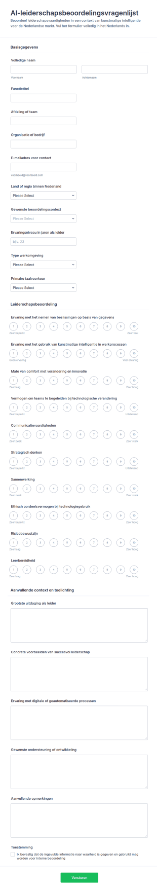 Beoordelingsformulier Voor AI Leiderschap