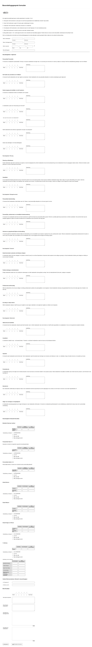 Beoordelingsgesprek Formulier