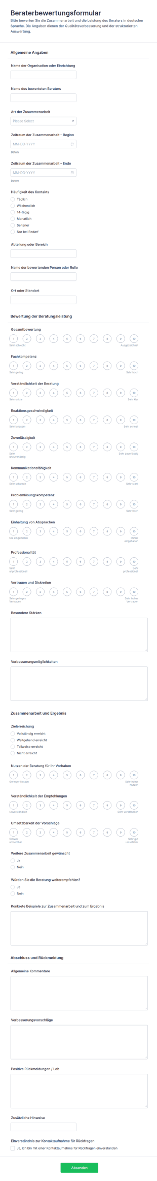 Beraterbewertungsumfrage