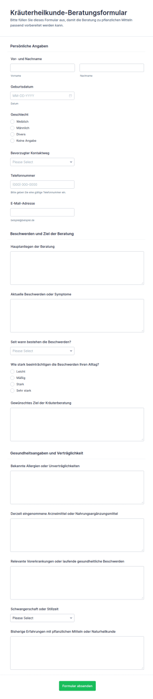 Beratung Zu Heilpflanzen Form