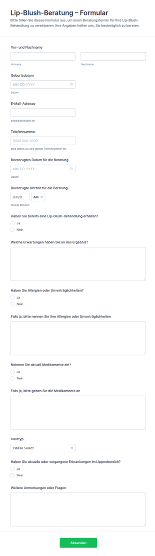 Beratung Zur Lippenrötung Form