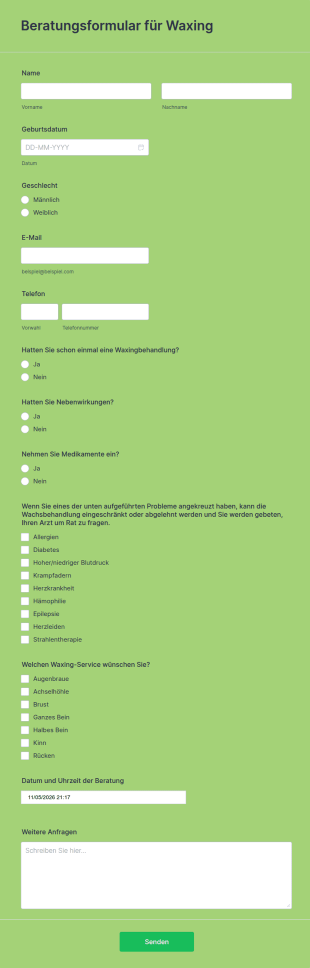 Beratungsformular Für Waxing