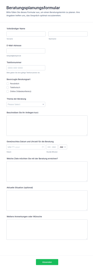 Beratungsplanungsformular