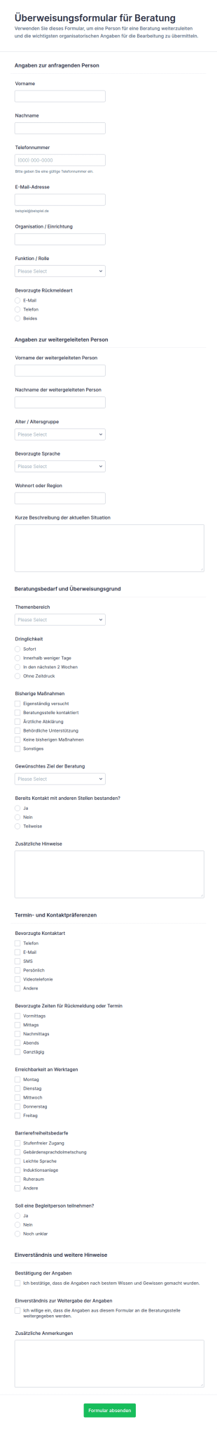 Beratungsüberweisungsformular