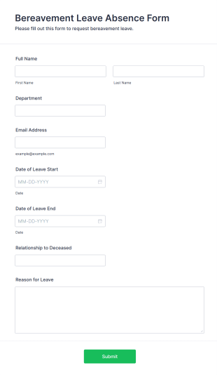 Bereavement Leave Absence Form Template