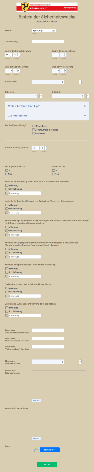 Bericht Der Sicherheitswache Form Template