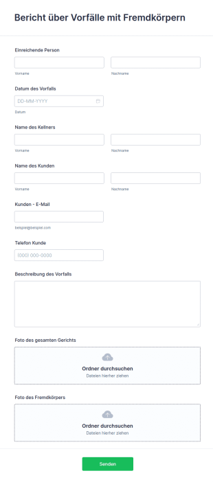 Bericht über Vorfälle Mit Fremdkörpern
