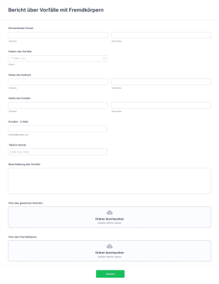 Bericht über Vorfälle Mit Fremdkörpern Form Template