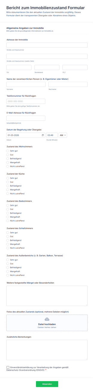Bericht Zum Immobilienzustand Formular