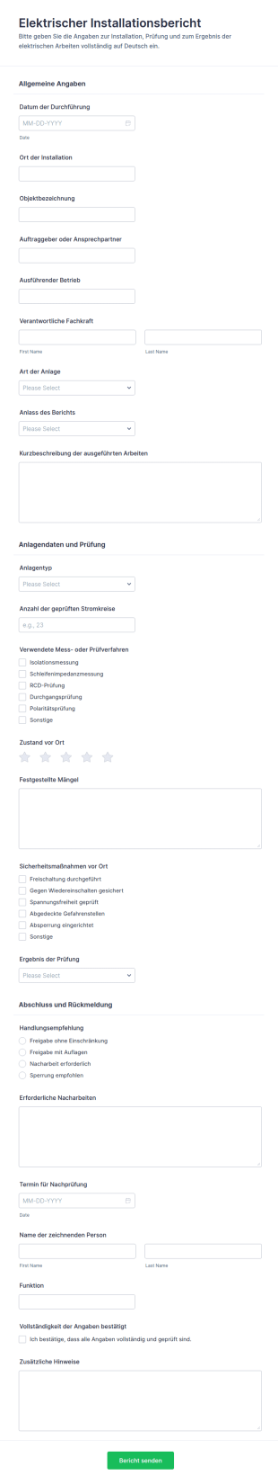 Bericht Zur Elektroinstallation