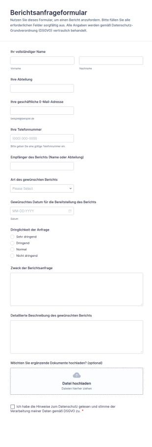 Berichtsanfrageformular