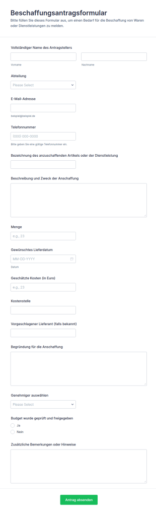 Beschaffungsantragsformular