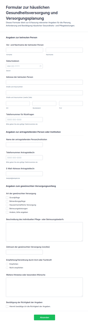 Bescheinigung Der Häuslichen Pflege Und Pflegeplan Form