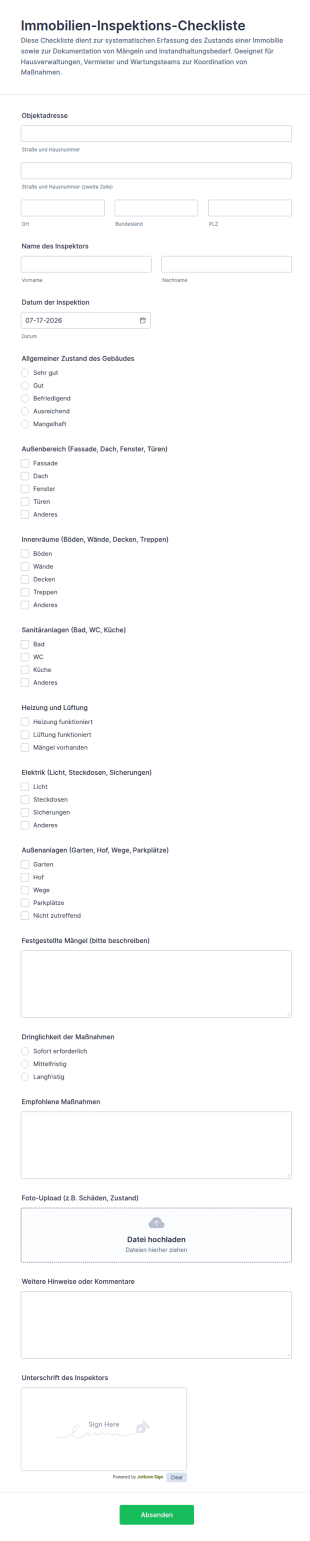 Besichtigungs Checkliste Für Immobilien