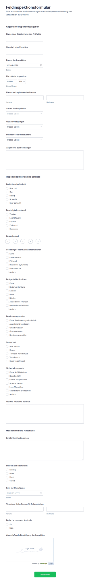 Besichtigungs Und Prüfprotokoll