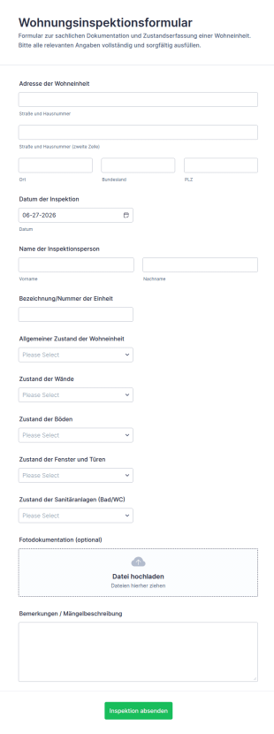 Besichtigungs Und Zustandsprüfung Formular