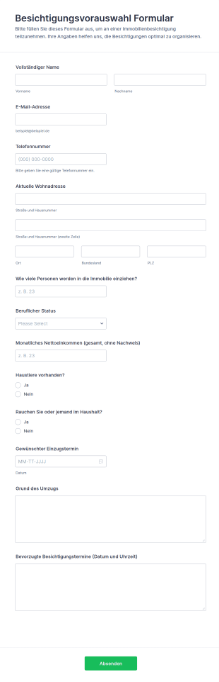 Besichtigungsauswahl Formular 🏡