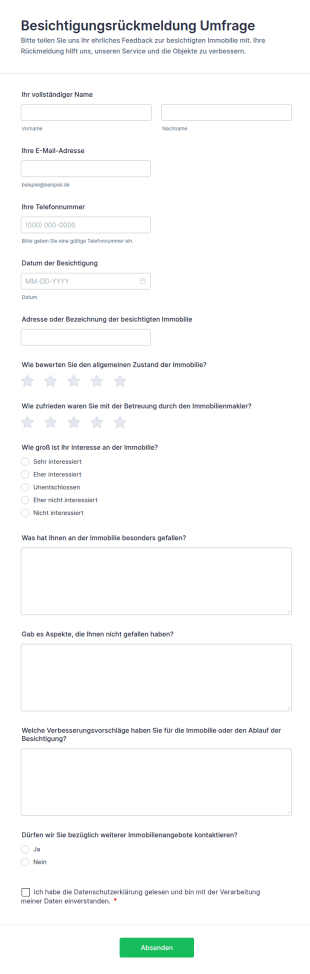 Besichtigungsrückmeldung Umfrage