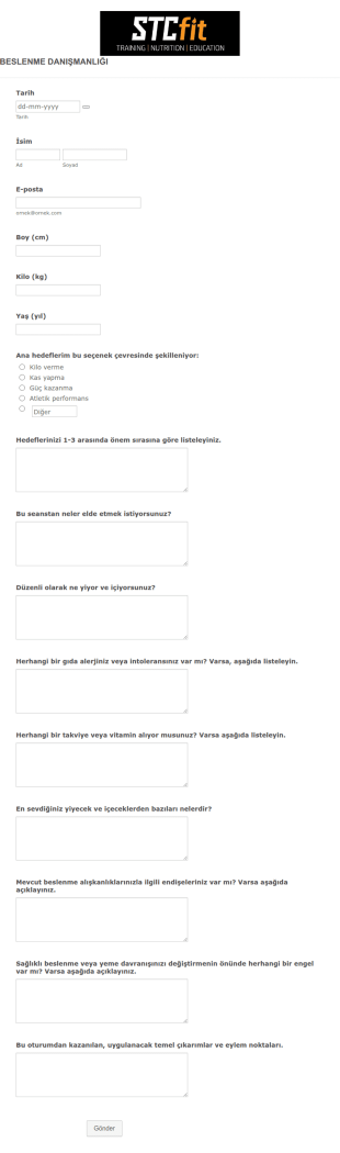 Beslenme Danışma Form Şablonu
