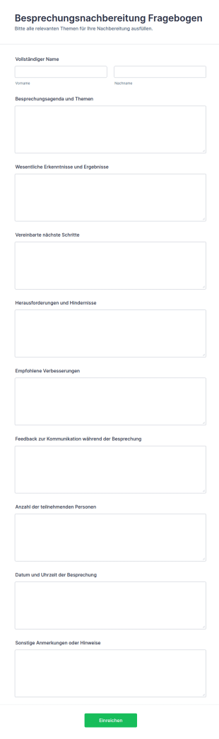 Besprechungsnachbereitung Fragebogen