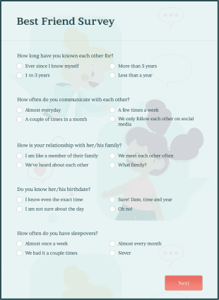 Best Friend Survey Form Template