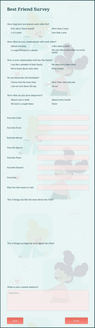 Best Friend Survey Form Template