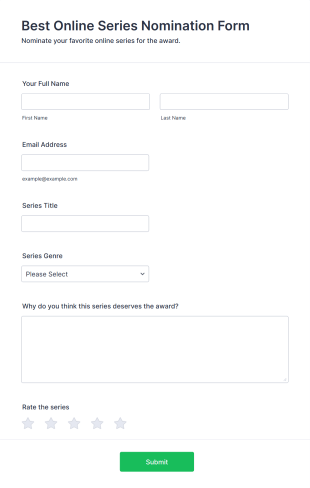 Best Online Series Nomination Form Template