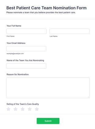 Best Patient Care Team Nomination Form Template