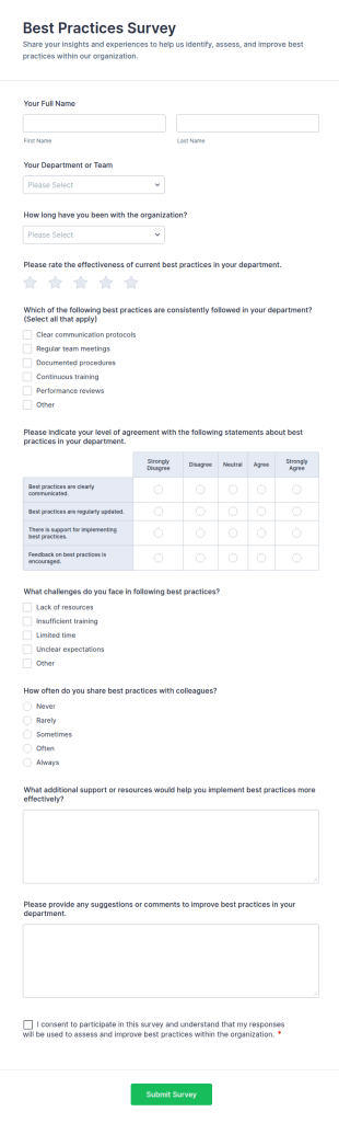 Best Practices Survey Form Template